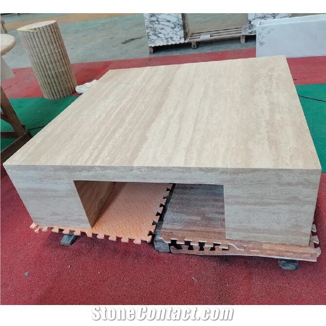 Customized Beige Travertine Coffee Table