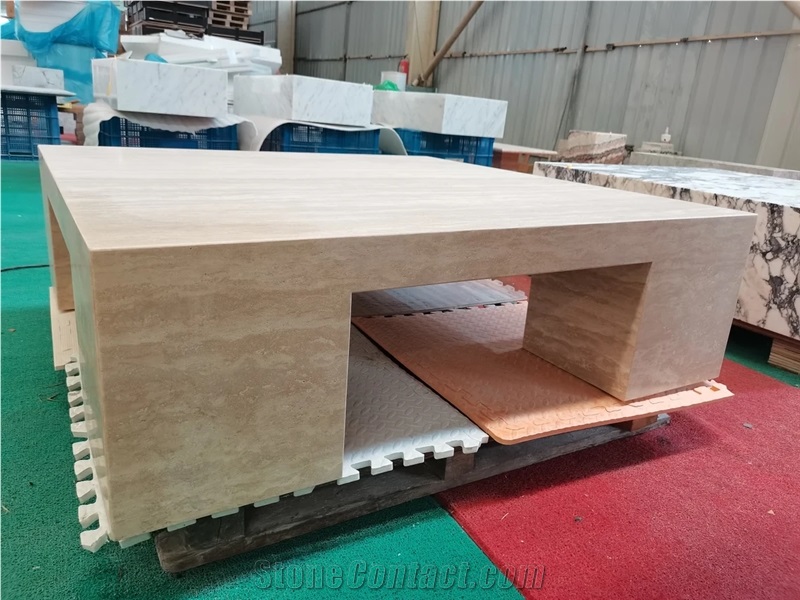 Customized Beige Travertine Coffee Table