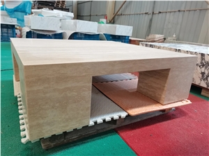 Customized Beige Travertine Coffee Table