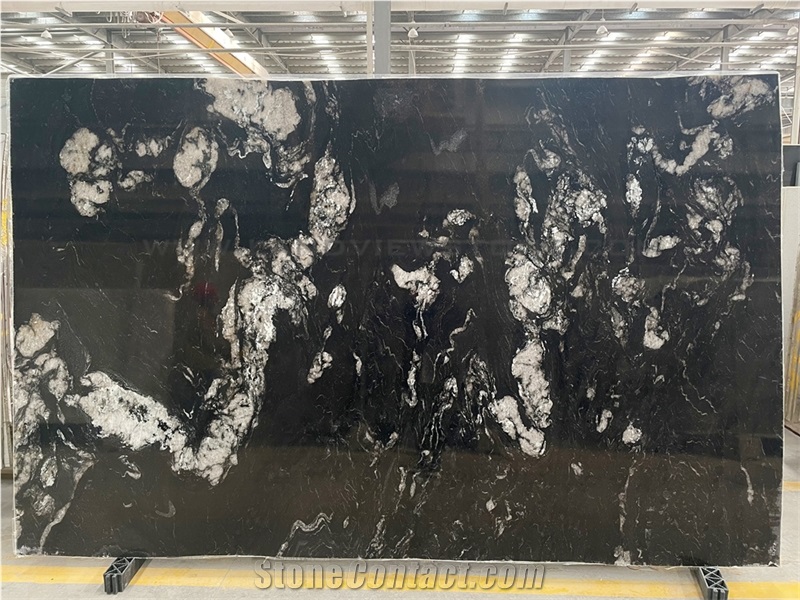 Polished Universe Black Cosmic Black Granite Slab