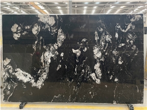 Polished Universe Black Cosmic Black Granite Slab