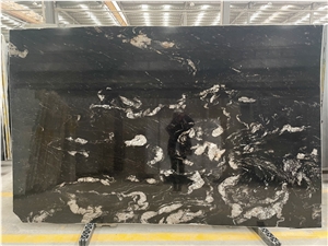 Polished Universe Black Cosmic Black Granite Slab