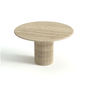 Round Travertine Dining Table With Cylinder Pedestal Base Round Travertine Dining Table With Cylinder Pedestal Base