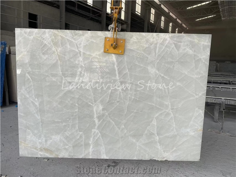White Ice Onyx Slabs Bathroom Wall Tiles
