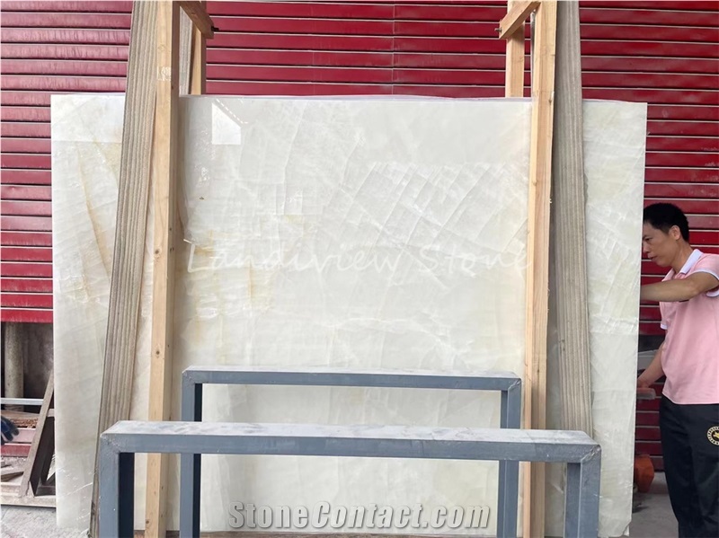 White Ice Onyx Slabs Bathroom Wall Tiles