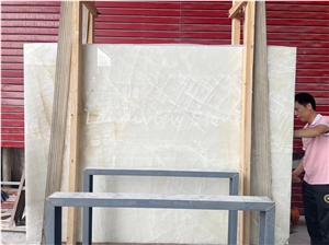 White Ice Onyx Slabs Bathroom Wall Tiles