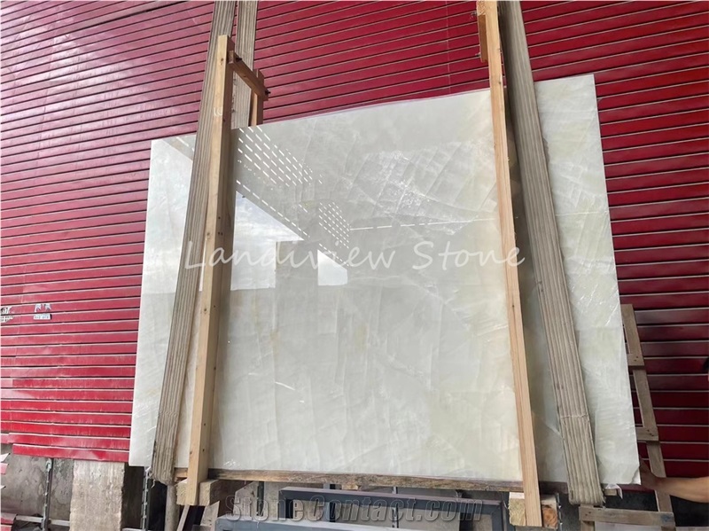White Ice Onyx Slabs Bathroom Wall Tiles