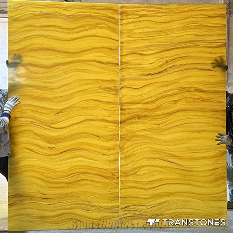 Inventory Promotion Translucent Polished Yellow Artificial Stone