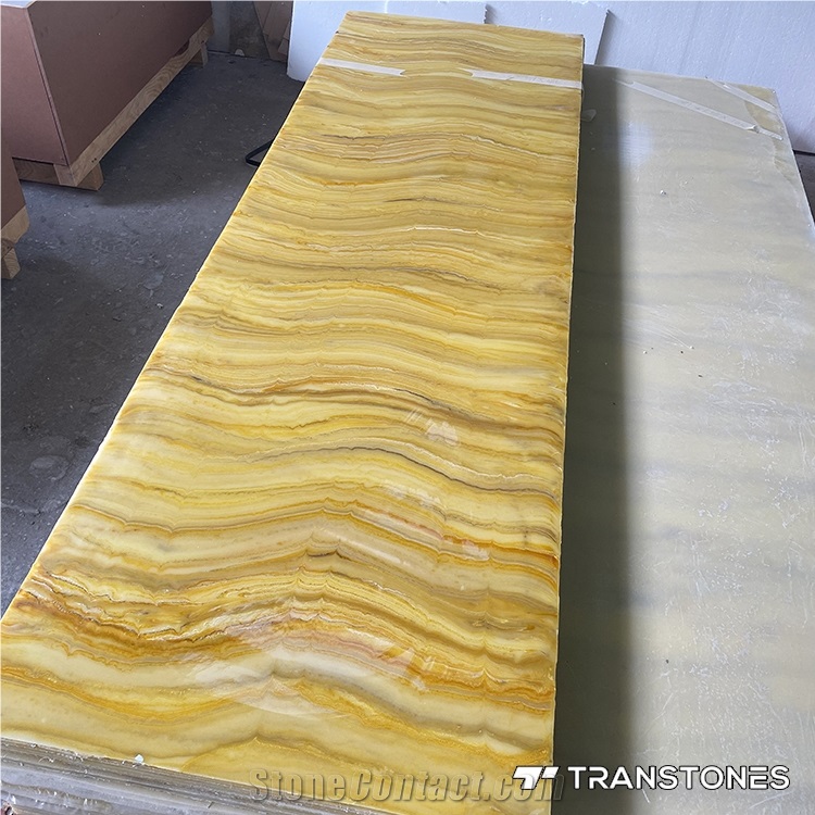Inventory Promotion Translucent Polished Yellow Artificial Stone