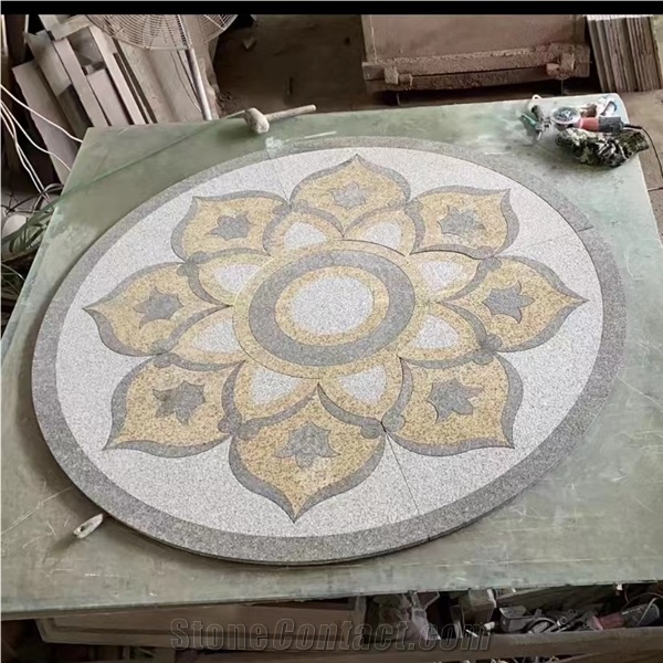 Bacuo White Granite G603 Flamed Mesh Backed Exterior Pattern Rosette