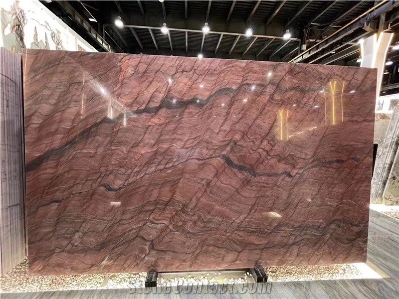Brazil Mirage Revolution Wave Quartzite Fusion Red Slab