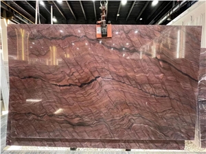 Brazil Mirage Revolution Wave Quartzite Fusion Red Slab