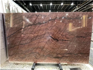 Brazil Mirage Revolution Wave Quartzite Fusion Red Slab