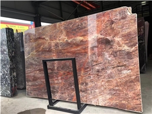 Brazil Mirage Revolution Wave Quartzite Fusion Red Slab