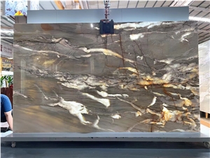Brazil Tempest Crystal Quartzite Green Brown Stone Slab Brazil Tempest Crystal Quartzite Green Brown Stone Slab