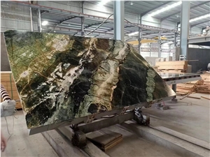China Spring Wave Marble Green Stone Slab Wall Tile Use