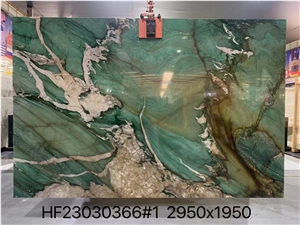 Fuchsite Crystal Quartzite Botanic Patek Philippe Green Slab