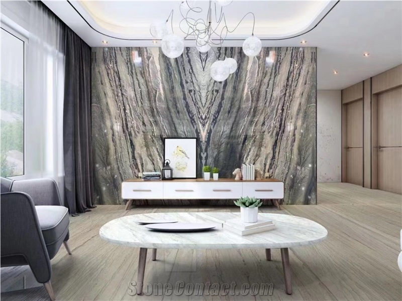 Misty Rain Quartzite Green Stone Slab For Wall Background