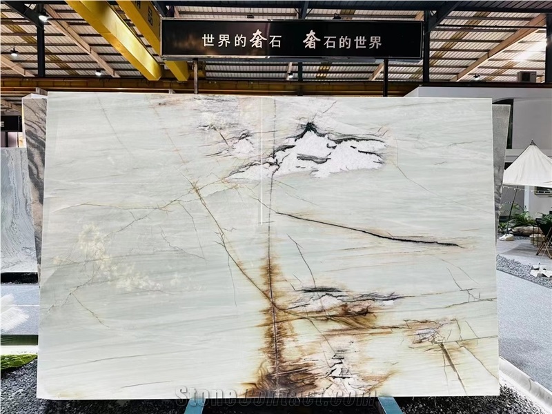 Pear Blossom Snow Cristallo Tiffany Quartzite Green Slab