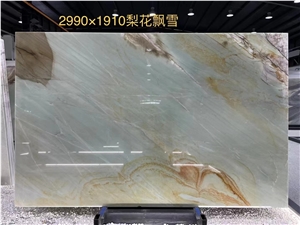 Pear Blossom Snow Cristallo Tiffany Quartzite Green Slab