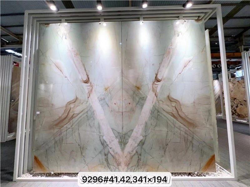 Pear Blossom Snow Cristallo Tiffany Quartzite Green Slab