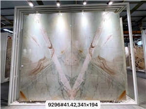 Pear Blossom Snow Cristallo Tiffany Quartzite Green Slab