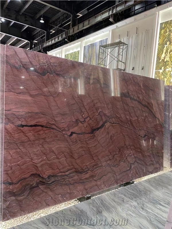 Revolution Wave Quartzite Mirage Fire Red Big Slab Tile