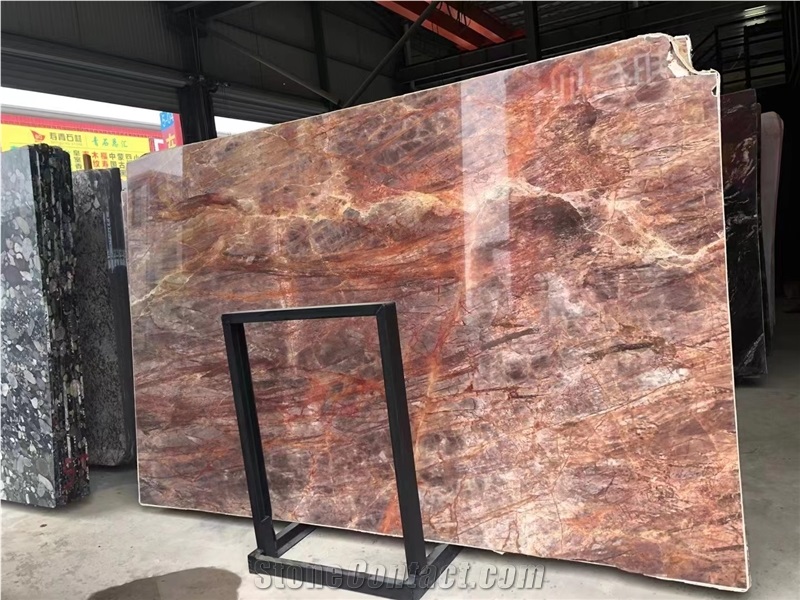 Revolution Wave Quartzite Mirage Fire Red Big Slab Tile