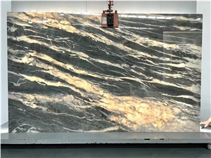 Victoria Quartzite Crystal Green Bookmatched Big Slab Tile