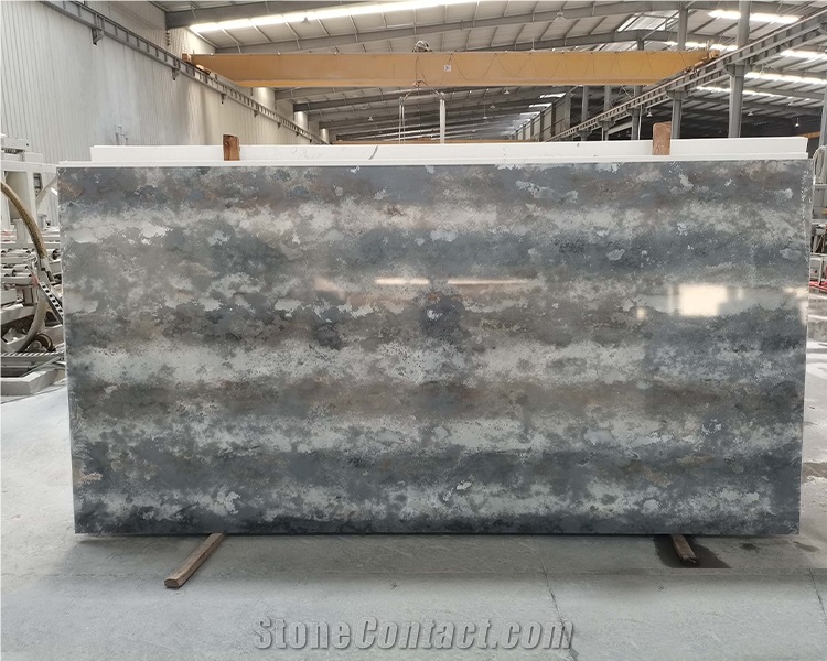 6023 Concrete Cloudy Quartz Slabs For Countertops