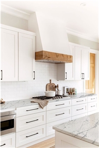 Polished 6021 Glacier Quartz Slabs For Kitchen Design