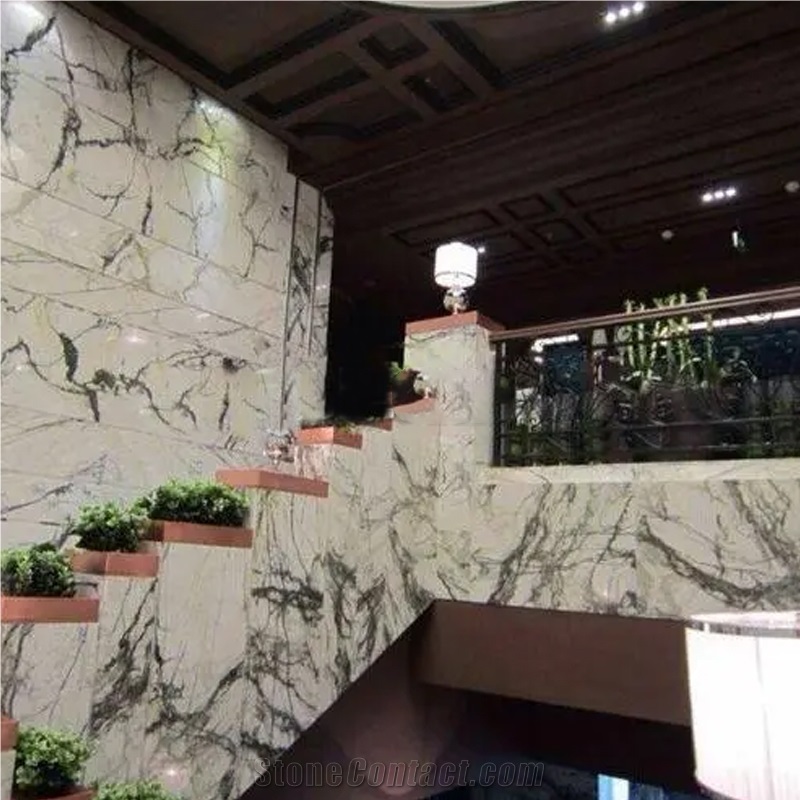 Chinese Clivia White Marble With Green Vein For Wall