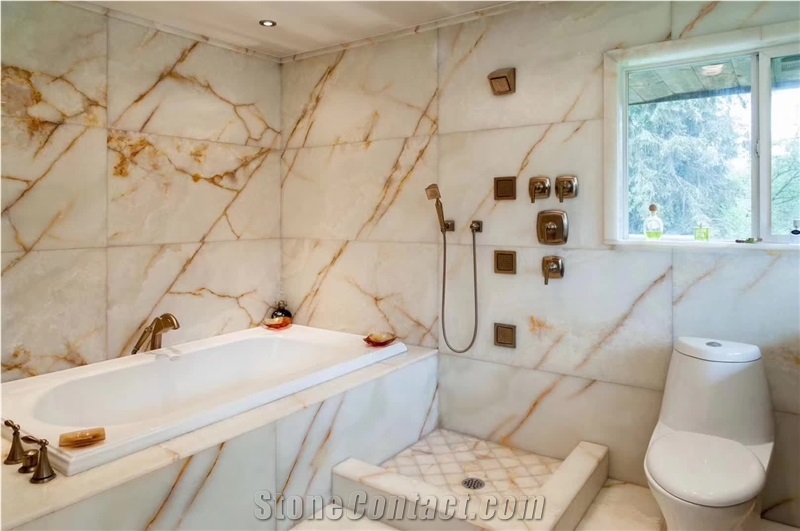 GOLDTOP OEM/ODM Marmer Snow White Onyx Polished Tiles