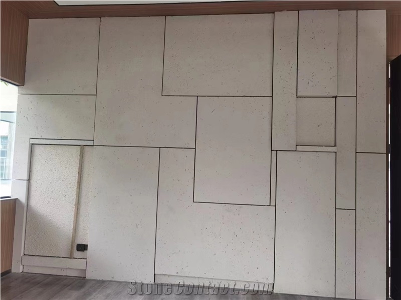 Ivory White Cheese Limestone Polished Natural Stone Slab/Tile
