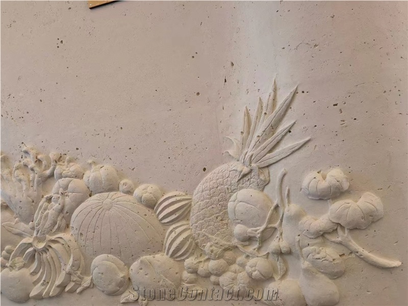 Ivory White Cheese Limestone Polished Natural Stone Slab/Tile