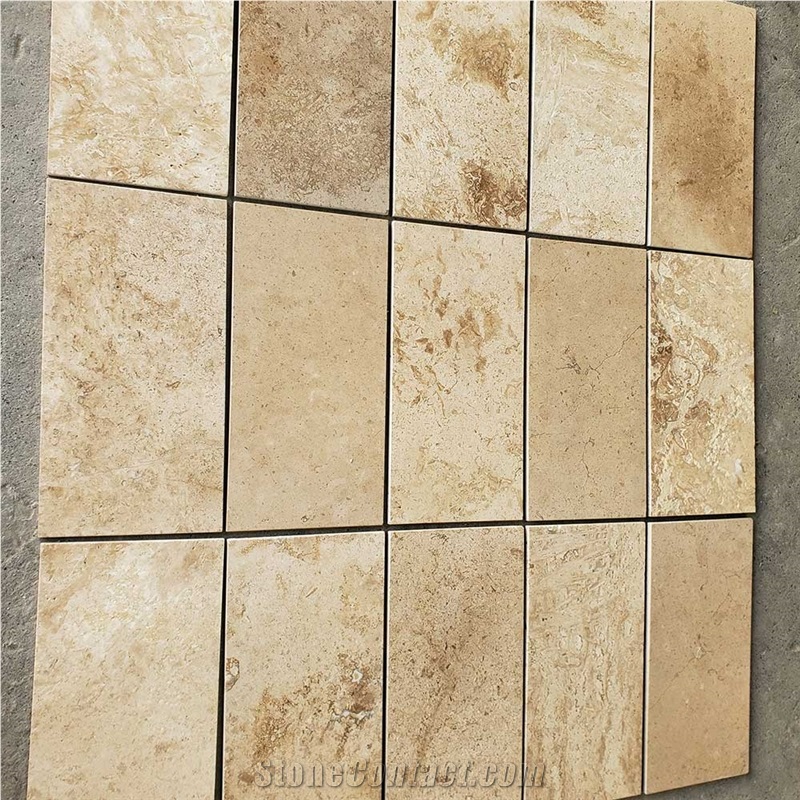 Natural Coffee Brown Travertine Tiles Polished Clear Slabs