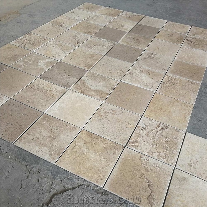 Natural Coffee Brown Travertine Tiles Polished Clear Slabs