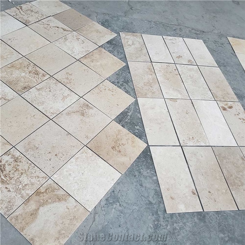 Natural Coffee Brown Travertine Tiles Polished Clear Slabs