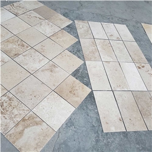 Natural Coffee Brown Travertine Tiles Polished Clear Slabs