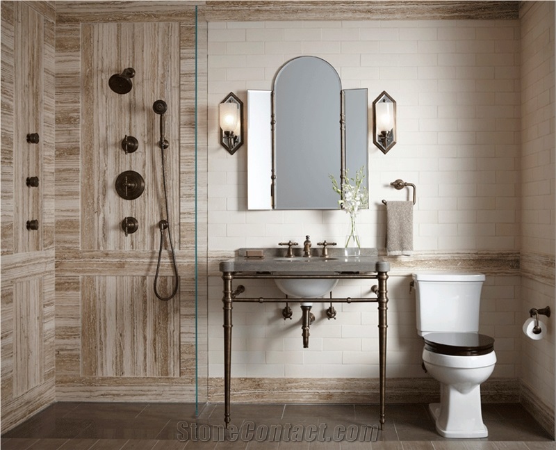 Polished High Quality Crema Toscana Travertine Slabs/Tiles