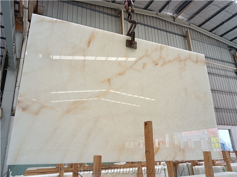 Translucent Luxurious Natural White Onlx Ice Age Slabs