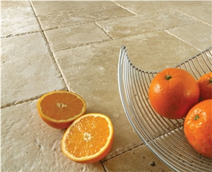 Ivory Travertine Chiseled Edge Tumbled Versailles Pattern