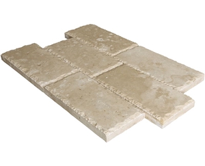 Ivory Travertine Chiseled Edge Tumbled Versailles Pattern