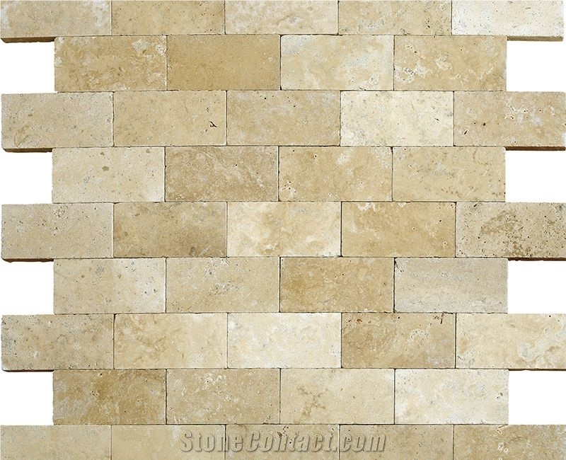 Ivory Travertine Chiseled Edge Tumbled Versailles Pattern