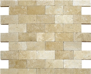 Ivory Travertine Chiseled Edge Tumbled Versailles Pattern