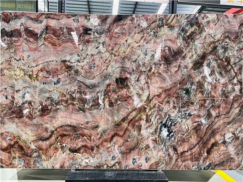 Louis Black Red Agate Marble Slab