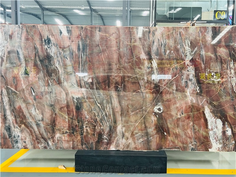 Louis Black Red Agate Marble Slab