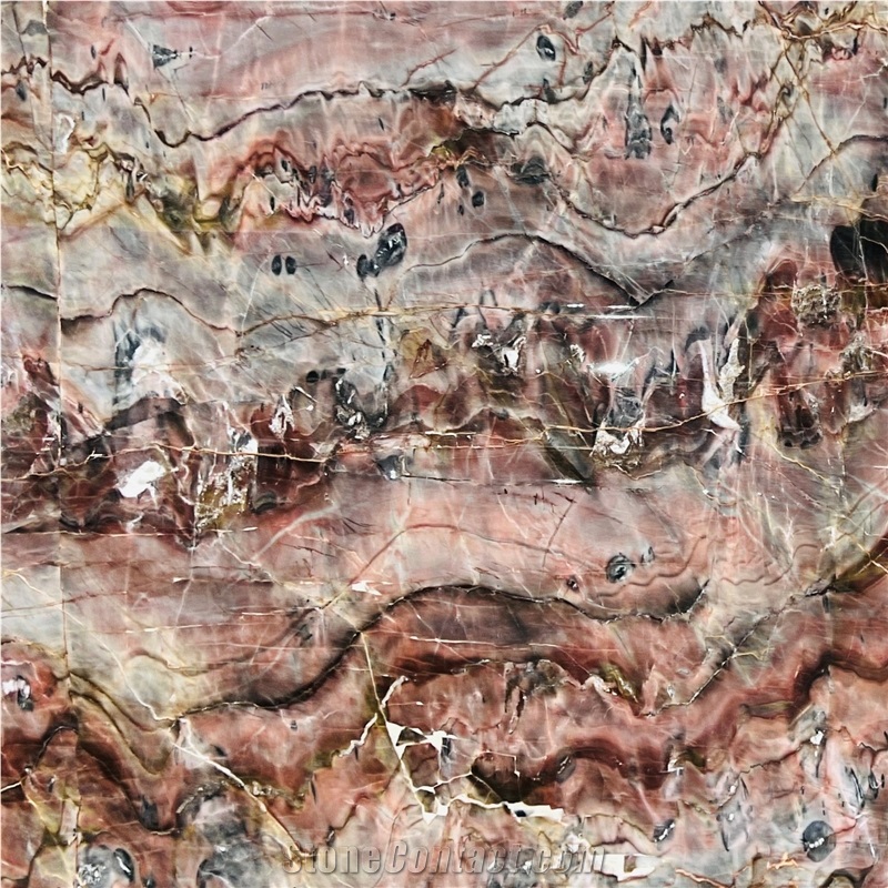 Louis Black Red Agate Marble Slab
