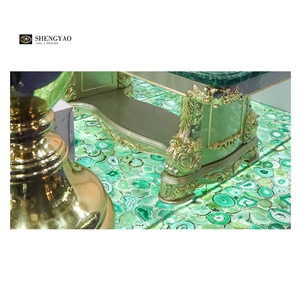 Backlit Green Agate Gem Stone Tile And Slab For Flooring