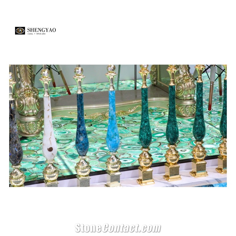 Backlit Semi Precious Stone Slab Green Agate Stone Slabs